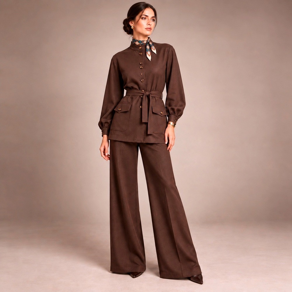 Simplicity 6503 70s Revival Safari Utility Dress Top Wide Leg Pants Sz 10 Rare